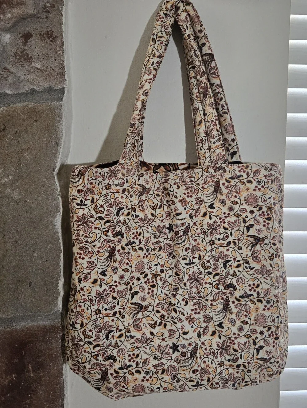 Vintage 70s Handmade Twee Quilted Tote Bag - Cottagecore x Librarian